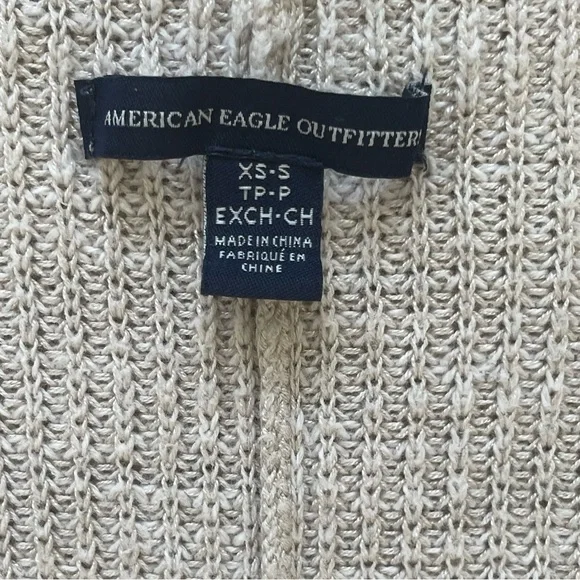 American Eagle Beige Tan Cardigan Knit Oversized Lightweight Minimalist Fall - Picture 3 of 4